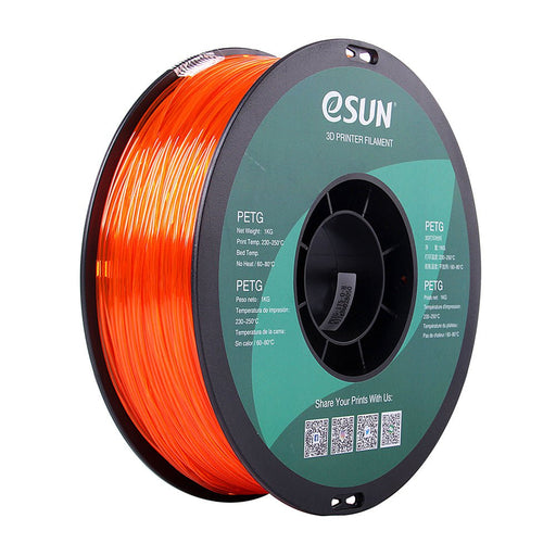 ESUN Filament Orange (Transparent) eSUN PETG 3D Filament 1.75mm 1kg