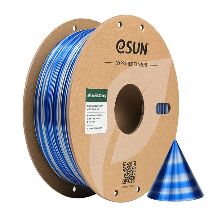 ESUN Filament Silver Blue Esun Silk PLA Candy 3D Print Filament 1.75mm 1kg