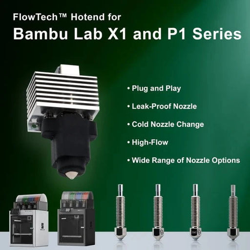 Micro Swiss 3D Printer & Accessories Micro Swiss FlowTech™ Hotend for Bambu Lab X1 and P1 Printers