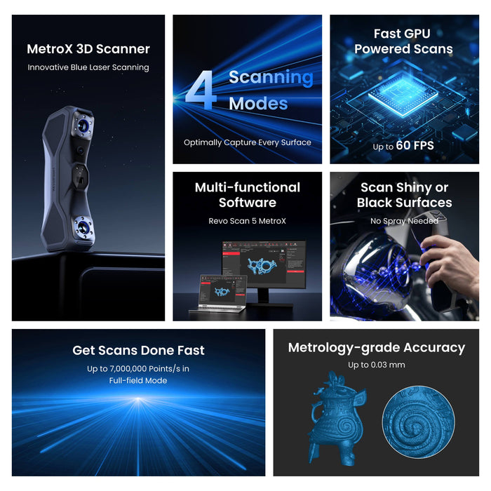Revopoint 3D Scanners Revopoint MetroX Blue Laser Line and Full-field Structured Light 3D Scanner