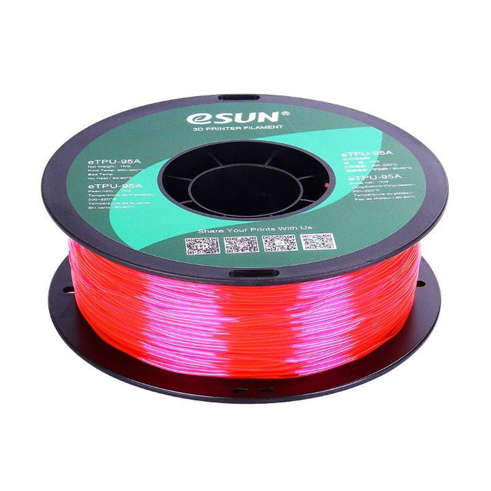 ESUN Filament Transparent Pink eSun TPU 95A Flexible 3D Print Filament 1.75mm 1kg Transparent Pink