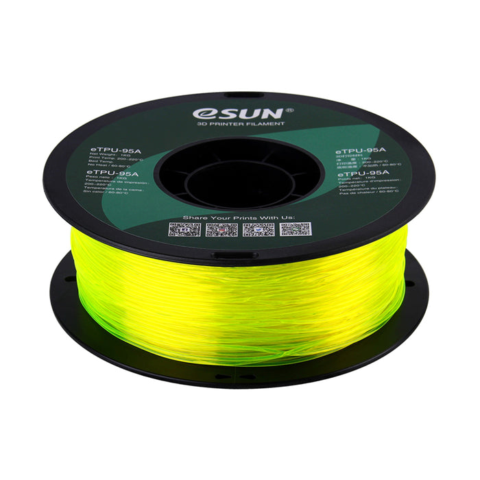 ESUN Filament Transparent Yellow eSun TPU 95A Flexible 3D Print Filament 1.75mm 1kg
