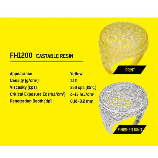 Flashforge 3D Printer & Accessories Flashforge Castable Resin FH1200 for DLP 3D Printer 500ml Green