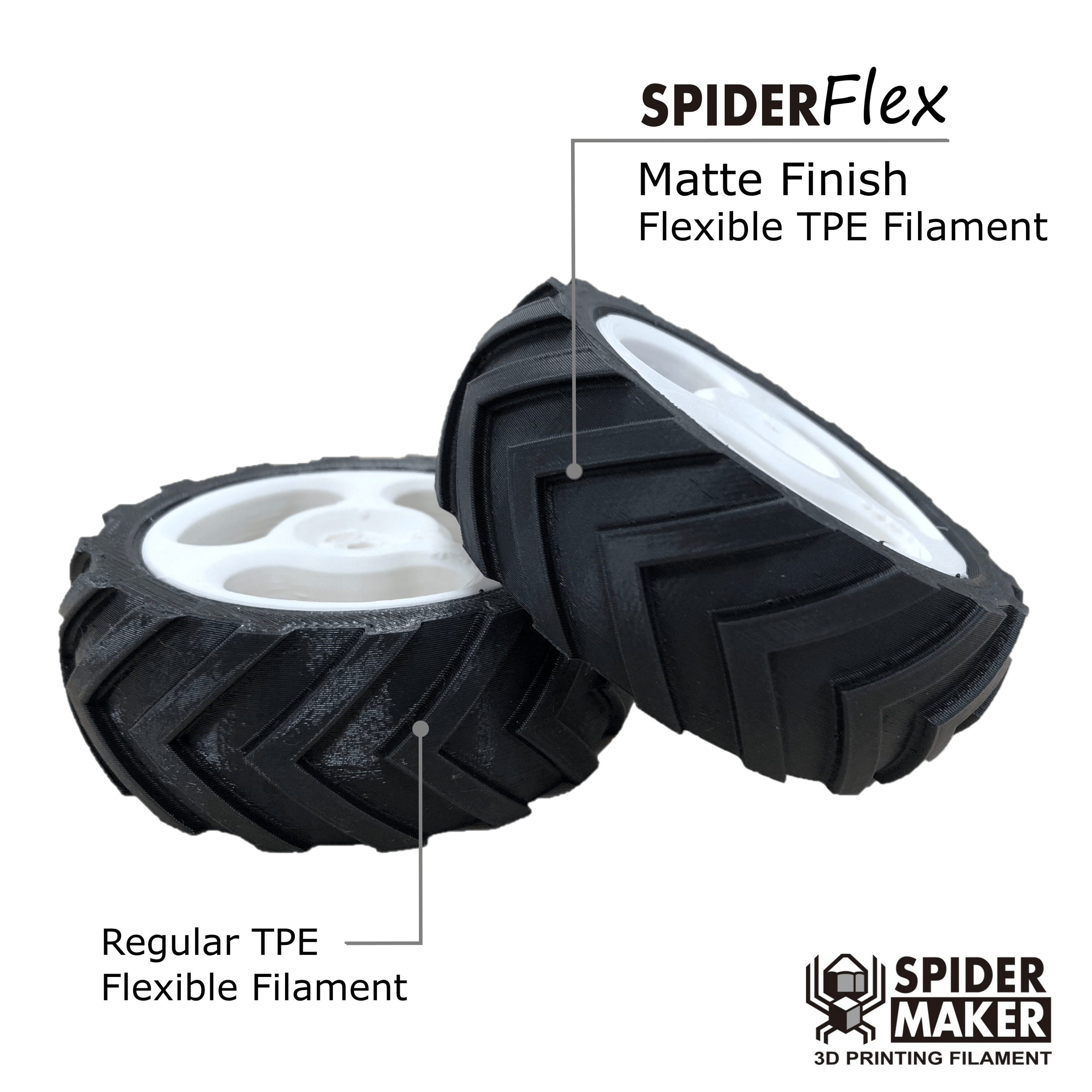 Spiderflex Matte Finish Flexible TPE 75A Filament | Cubic Technology