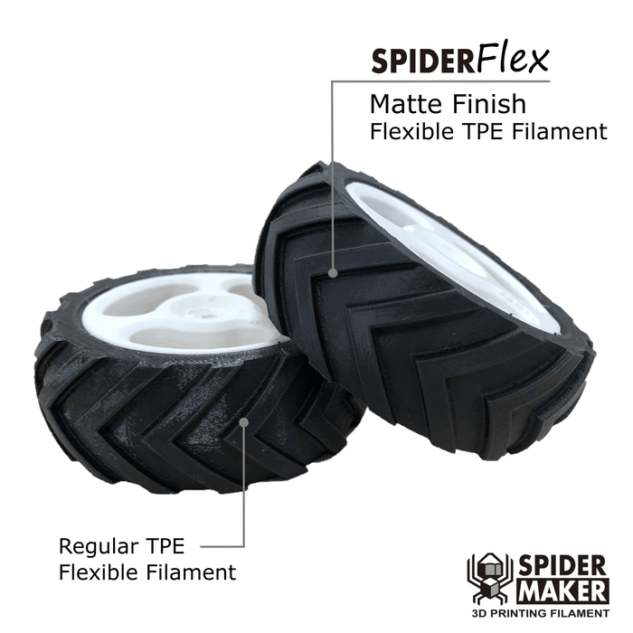 Spidermaker Filament Coal Black Spidermaker Spiderflex Matte Finish Flexible TPE 75A Filament 1.75mm 500g