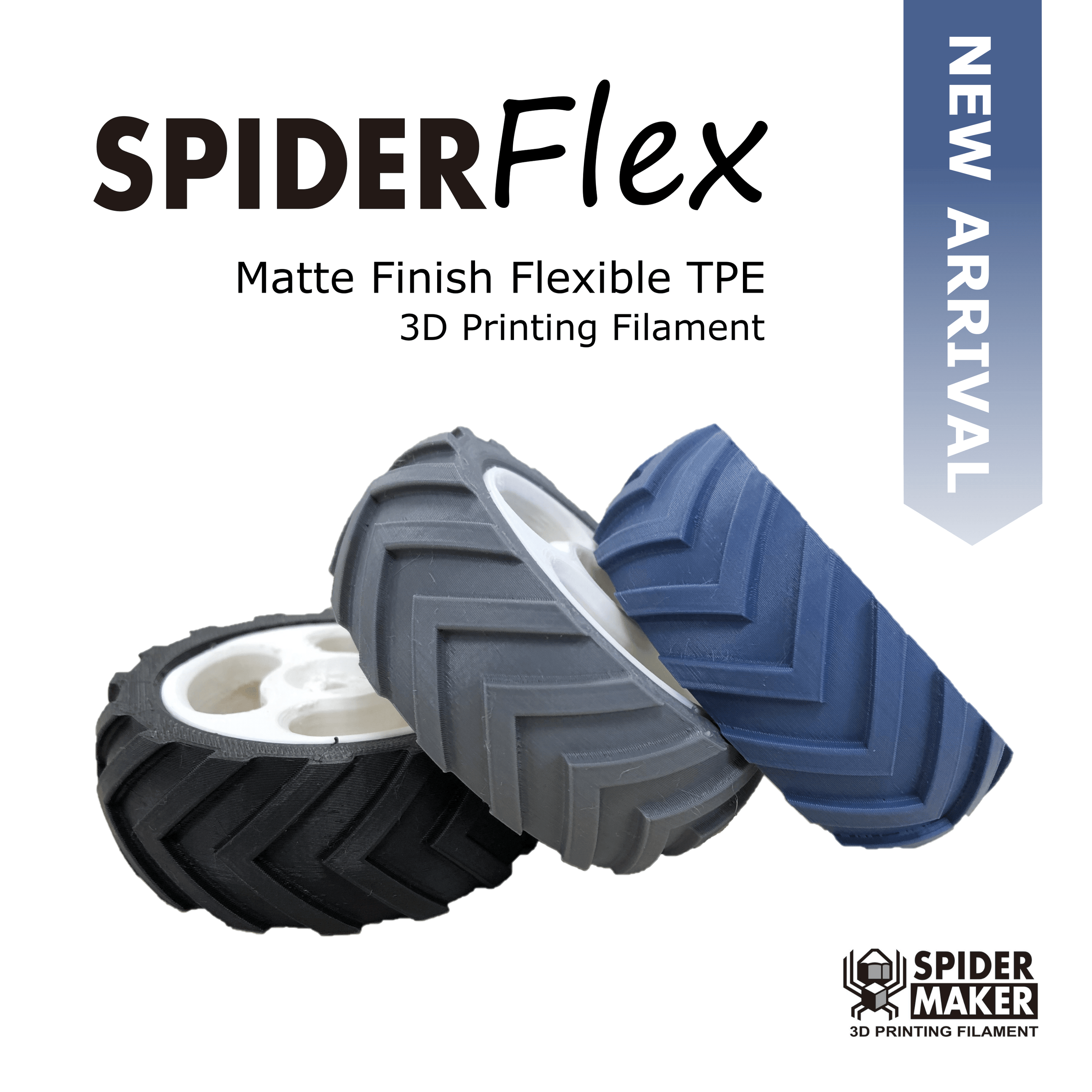 Spiderflex Matte Finish Flexible TPE 75A Filament | Cubic Technology